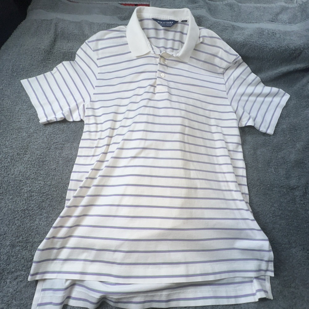 Polo Ralph Lauren Golf Men's Small Classic Fit White Purple And Green Stripes